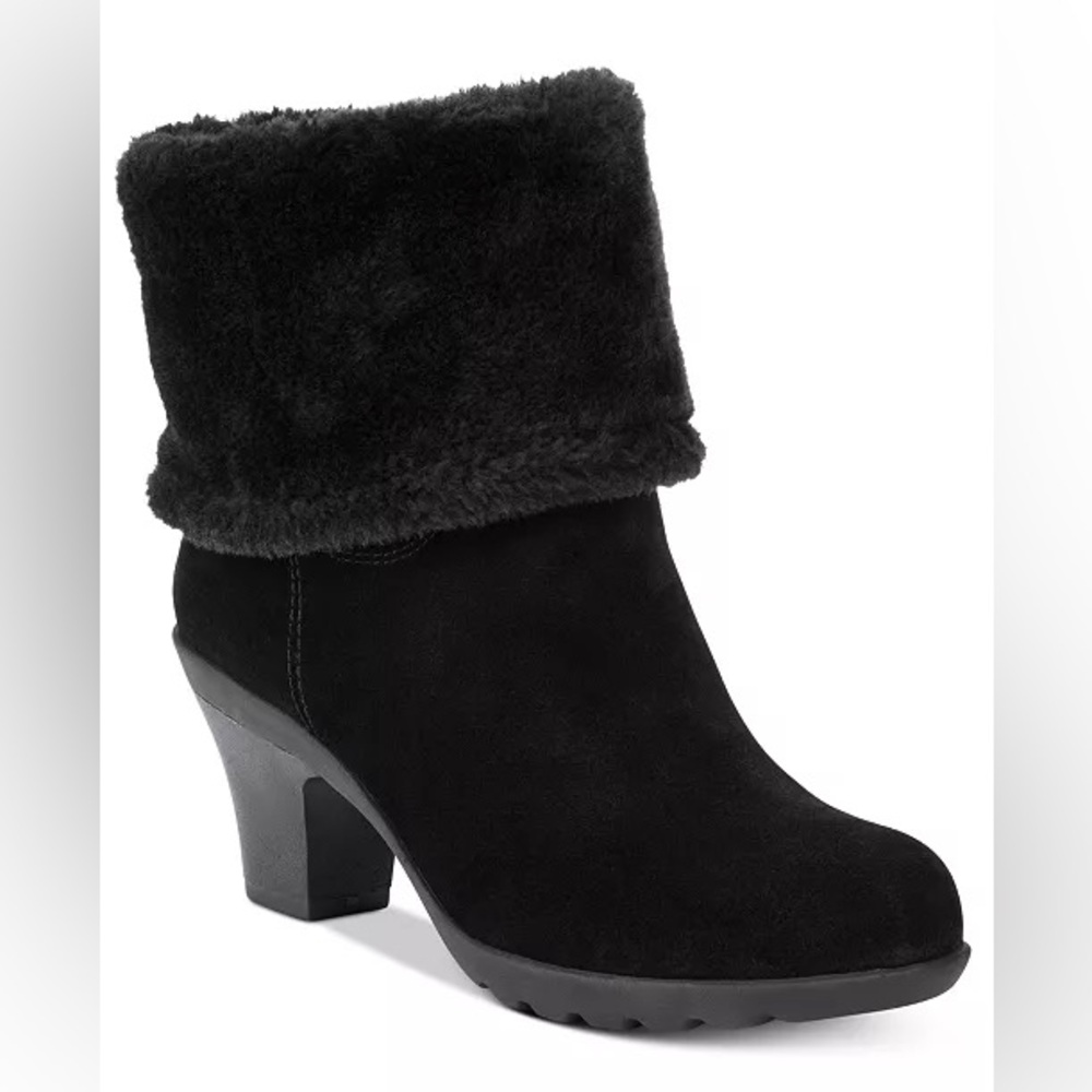 Anne Klein Sport Women’s Size 8.5 Heward Black Sherpa Lined Heel Ankle Boots